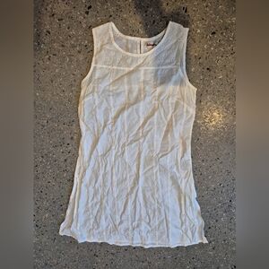 fabindia White Sleeveless Cotton Tunic Dress